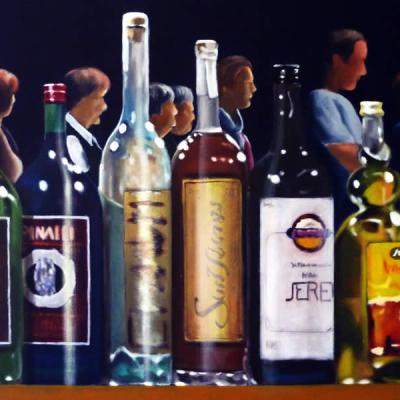 03 Pequenias Botellas 80x60 Acryl Auf Leinwand